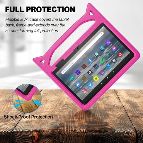 Fire 7 Tablet Case for Kids(12th Generation, 2022 Release), Lightweight Shockproof Kid-Friendly Cover with Handle & Kickstand.Not Compatible with TCL Onn 7in Tablets Tablet(Pink) in Kuwait