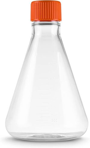 PEKYBIO Sterile Plastic Erlenmeyer Flask 125ml Graduated Flask with Vented Cap, Individually Wrapped, Pack of 12 in Kuwait
