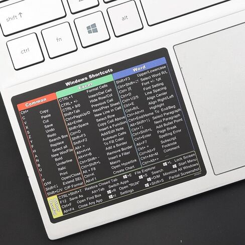 3 PCS Shortcut Sticker for Windows/Word/Excel, Reference Guide Keyboard Shortcut Sticker, Excel Shortcuts Cheat Sheet Laminated for Any Laptop or Desktop & No-Residue Vinyl-Black in Saudi Arabia