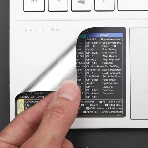 3 PCS Shortcut Sticker for Windows/Word/Excel, Reference Guide Keyboard Shortcut Sticker, Excel Shortcuts Cheat Sheet Laminated for Any Laptop or Desktop & No-Residue Vinyl-Black in Saudi Arabia