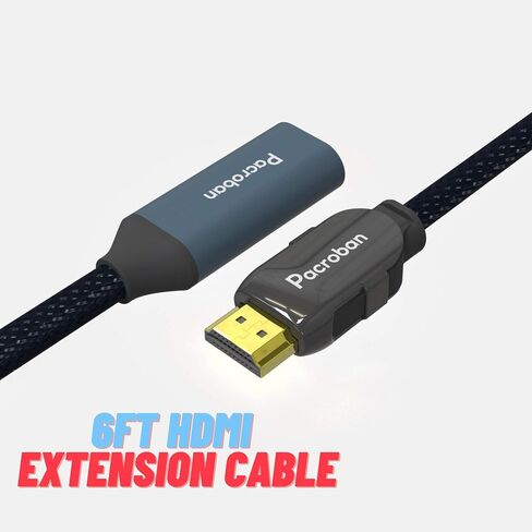 كابل تمديد Pacroban HDMI بطول 6 أقدام - eARC وDolby Atmos، HDMI 2.1، 8K@60هرتز، 4K@120هرتز، سرعة فائقة 48 جيجابت في الثانية، | كابل HDMI ذكر إلى أنثى لجهاز Roku، Fire TV Stick، الكمبيوتر المحمول، الكمبيوتر الشخصي، جهاز العرض in Kuwait