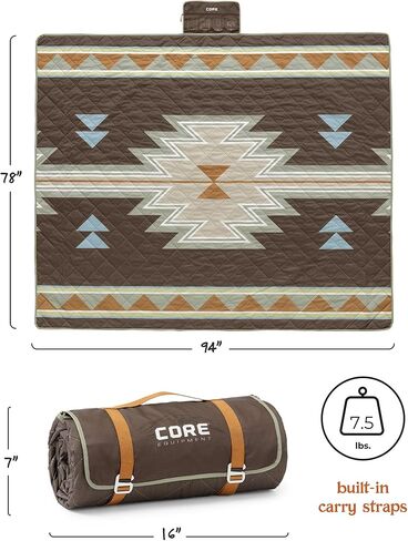 CORE Outdoor Weighted Blanket | Packable Waterproof Picnic Blanket, Beach Mat, Tent Camping Rug, & Stadium Blanket | Large Portable 94" x 78" Quilt Design with Built-in Straps and Carry Handle in Kuwait