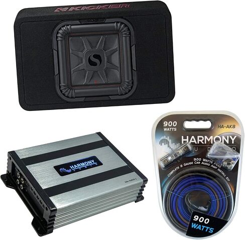 حزمة Harmony Audio Kicker متوافقة مع السيارة العالمية 46TL7T102 صندوق فرعي مربع محمل مقاس 10 بوصات مع مضخم صوت HA-A400.1 ومجموعة تثبيت HA-AK8 8Ga Amp in Saudi Arabia