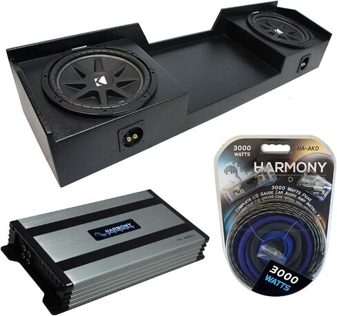 Harmony Audio HA-A800.1 Compatible w Chevy Silverado Extended Truck 1999-2006 Car Stereo Class Damp Mono 1600W Subwoofer Amplifier, 43C104 10" Comp C10 Series Sub 2X10GMNEWRL Dual 10" Subwoofer Box in Saudi Arabia