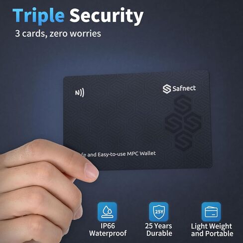 NFC Crypto Hardware Wallet – 3-Card Seedless Backup, Cold Storage for BTC Bitcoin, ETH Ethereum, Solana & 2,000+ Coins, No Recovery Phrase Needed, Ultra-Secure Offline Wallet, One-Tap Setup in Saudi Arabia