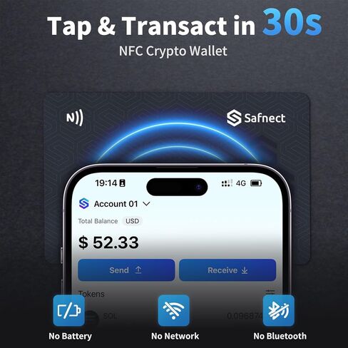 NFC Crypto Hardware Wallet – 3-Card Seedless Backup, Cold Storage for BTC Bitcoin, ETH Ethereum, Solana & 2,000+ Coins, No Recovery Phrase Needed, Ultra-Secure Offline Wallet, One-Tap Setup in Saudi Arabia