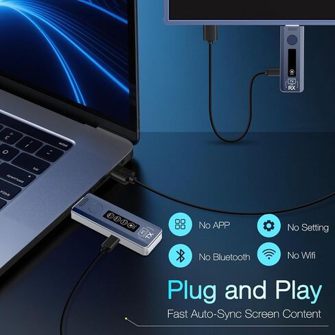 جهاز إرسال واستقبال HDMI لاسلكي - طقم موسع HDMI للتوصيل والتشغيل، يدعم 2K@60 هرتز، نطاق 100+ قدم، نقل عالي السرعة 5G لأجهزة الكمبيوتر المحمول والكمبيوتر الشخصي والتلفزيون وجهاز العرض والكاميرا من GotoPhrixus (أبيض) in Saudi Arabia