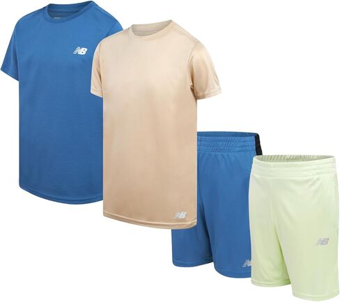 New Balance Boys' Active Shorts Set - 4 Piece Short Sleeve T-Shirt and Gym Shorts (8-20) in Saudi Arabia