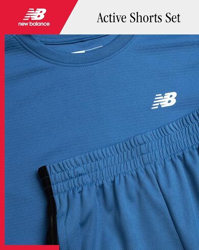 New Balance Boys' Active Shorts Set - 4 Piece Short Sleeve T-Shirt and Gym Shorts (8-20) in Saudi Arabia
