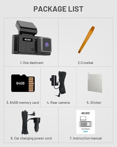 BCUOZ GS200 4K Dash Cam Front and Rear, 3.39" IPS Screen, 170° Wide Angle, 256GB Supported, Night Vision, WiFi & App Control, Car On-Dash Mounted Camera with Parking Mode in Saudi Arabia