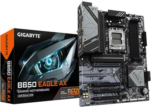 GIGABYTE B650 Eagle AX AM5 LGA 1718 AMD B650 ATX، DDR5 Triple M.2، PCIe 5.0، USB 3.2 Gen2x2 Type-C، AMD Wi-Fi 6E، Realtek GbE LAN (متجدد) in Kuwait