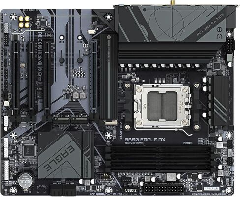 GIGABYTE B650 Eagle AX AM5 LGA 1718 AMD B650 ATX، DDR5 Triple M.2، PCIe 5.0، USB 3.2 Gen2x2 Type-C، AMD Wi-Fi 6E، Realtek GbE LAN (متجدد) in Kuwait