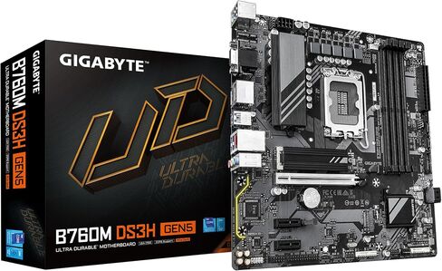 اللوحة الأم GIGABYTE B760M DS3H GEN5 - تدعم معالجات Intel Core من الجيل الرابع عشر، 6+2+1 مرحلة رقمية VRM، حتى 5600 ميجاهرتز DDR4، 2x PCIe 4.0 M.2، 2.5 جيجابت LAN، USB 3.2 Gen2 in Saudi Arabia