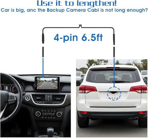 4 دبوس تمديد الحبل داش كام 6.5ft كاميرا احتياطية تمديد كابل مرآة كام ملحقات محول سلك لسيارة بيك اب شاحنة SUV مقطورة in Kuwait