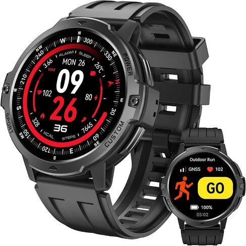 Smart Watch for Men GNSS Positioning,1.46'' Military Smart Watches Blutooth Answer/Dial Calls,100+ Sports&3ATM Waterproof Outdoor Fitness Tracker,24/7 Sleep&Heart Rate Monitor for Android iOS-Black in Saudi Arabia