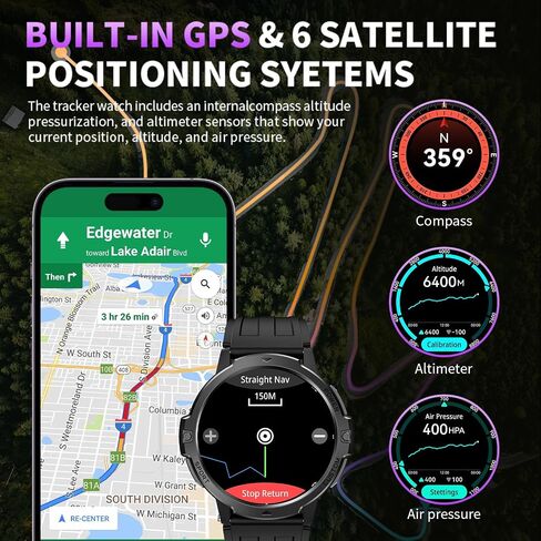 Smart Watch for Men GNSS Positioning,1.46'' Military Smart Watches Blutooth Answer/Dial Calls,100+ Sports&3ATM Waterproof Outdoor Fitness Tracker,24/7 Sleep&Heart Rate Monitor for Android iOS-Black in Saudi Arabia