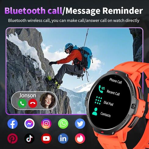 Smart Watch for Men GNSS Positioning,1.46'' Military Smart Watches Blutooth Answer/Dial Calls,100+ Sports&3ATM Waterproof Outdoor Fitness Tracker,24/7 Sleep&Heart Rate Monitor for Android iOS-Black in Saudi Arabia