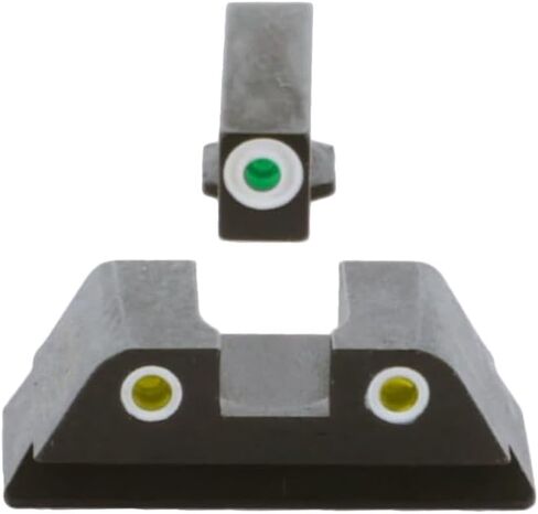 مجموعة رؤية AMERIGLO الكلاسيكية باللون الأخضر التريتيوم الأمامي / 2 نقطة خلفية بيضاء الخطوط العريضة متوافقة مع Glock 42,43,43X,48 in Kuwait