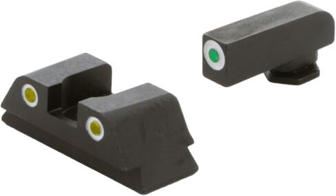 مجموعة رؤية AMERIGLO الكلاسيكية باللون الأخضر التريتيوم الأمامي / 2 نقطة خلفية بيضاء الخطوط العريضة متوافقة مع Glock 42,43,43X,48 in Kuwait