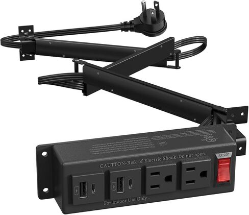 منفذ درج مزود بشحن سريع USB-C بقدرة 20 وات PD، ومحطة طاقة خزانة مثبتة على نحو متساطح، وكابل عالي التحمل، وذراع سلك معدني قابل للتعديل (أبيض) in Kuwait