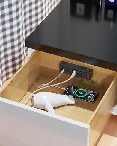 منفذ درج مزود بشحن سريع USB-C بقدرة 20 وات PD، ومحطة طاقة خزانة مثبتة على نحو متساطح، وكابل عالي التحمل، وذراع سلك معدني قابل للتعديل (أبيض) in Kuwait