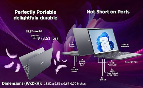 Lenovo 2026 الجيل الجديد 15.6 بوصة كمبيوتر محمول للأعمال والطلاب | AMD Ryzen 7 5825U (يتفوق على i9-10885H) | ذاكرة الوصول العشوائي 16 جيجابايت | 512 جيجابايت SSD | تصميم هادئ للغاية | عمر بطارية طويل | Wi-Fi 6 | Windows 11 | WOWPC in Saudi Arabia