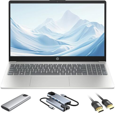 كمبيوتر محمول HP 15.6 بوصة FHD Linux Ubuntu، شاشة مضادة للتوهج، معالج Intel i5-1235U 10 النواة، ذاكرة الوصول العشوائي 32 جيجابايت، 2 تيرابايت SSD + 256 جيجابايت SSD محمول، لوحة مفاتيح، WiFi 6، USB-C، Linux Ubuntu OS in Kuwait