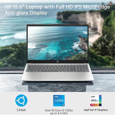 كمبيوتر محمول HP 15.6 بوصة FHD Linux Ubuntu، شاشة مضادة للتوهج، معالج Intel i5-1235U 10 النواة، ذاكرة الوصول العشوائي 32 جيجابايت، 2 تيرابايت SSD + 256 جيجابايت SSD محمول، لوحة مفاتيح، WiFi 6، USB-C، Linux Ubuntu OS in Kuwait