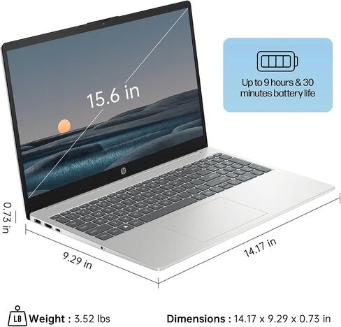 كمبيوتر محمول HP 15.6 بوصة FHD Linux Ubuntu، شاشة مضادة للتوهج، معالج Intel i5-1235U 10 النواة، ذاكرة الوصول العشوائي 32 جيجابايت، 2 تيرابايت SSD + 256 جيجابايت SSD محمول، لوحة مفاتيح، WiFi 6، USB-C، Linux Ubuntu OS in Kuwait