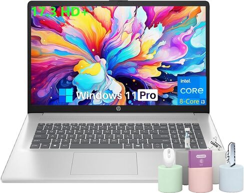 كمبيوتر محمول HP 17 بوصة للأعمال والطلاب 2025، شاشة 17.3 بوصة HD+، معالج Intel 8-Core i3، ذاكرة الوصول العشوائي 32 جيجابايت، 1 تيرابايت SSD، مفتاح Copilot AI، عمر بطارية طويل، Wi-Fi 6، Windows 11 Pro، مجموعة ملحقات in Kuwait