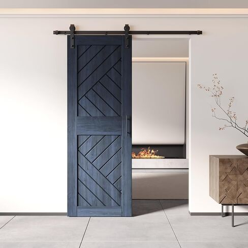 Homacer 50 بوصة × 84 بوصة باب الحظيرة ذو التصميم الهندسي 8 في 1 مع مجموعة أدوات التثبيت غير الالتفافية، مسار 9 أقدام، للاستخدام الداخلي فقط in Saudi Arabia