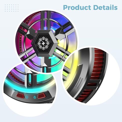 Cooler With Strong Attachment, 24W Phone And Tablet Cooling Fan, Led Temp Display, Silent Operation, Type-C, 3.9 Oz Design in Saudi Arabia