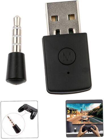 محول دونجل لاسلكي USB طقم إرسال جهاز استقبال دونجل لاسلكي متوافق مع سماعة رأس لاسلكية PS5 جهاز استقبال أسود in Saudi Arabia