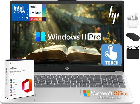 كمبيوتر محمول HP 15.6 بوصة FHD يعمل باللمس 2025-2026 للأعمال الطلابية، كمبيوتر AI قوي للغاية، مكتب مدى الحياة، معالج Intel i7 10-Core، ذاكرة الوصول العشوائي 16 جيجابايت، تخزين 1 تيرابايت (512 جيجابايت SSD + 500 جيجابايت تحويلة)، Wi-Fi 6، HubxcelAccs، Win  in Kuwait