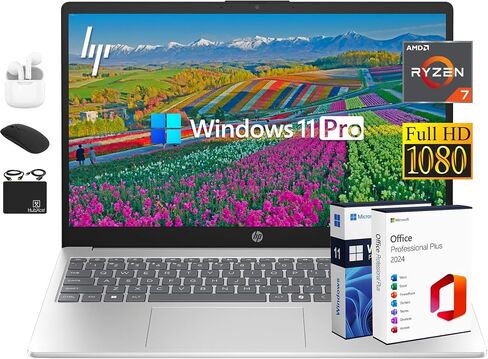 HP Pavilion Business Laptop Computer, Copilot AI, 15.6" FHD IPS Display, 8-Core AMD Ryzen 7, 16GB RAM, 1TB Storage (512GB SSD+500GB Ext), Numeric Keypad, HubxcelAccessory, Win 11 Pro, Lifetime Office in Kuwait