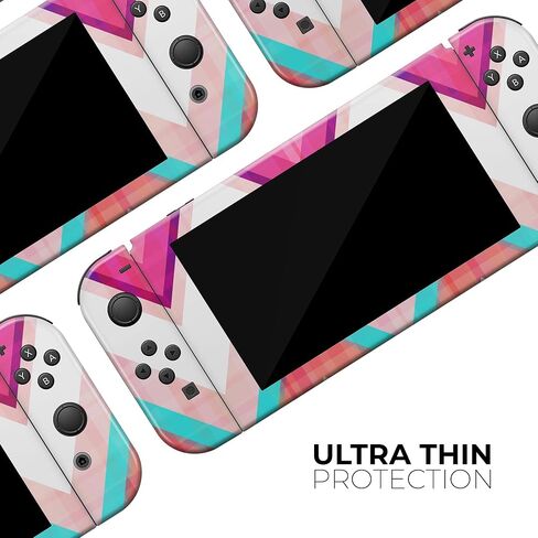 Design Skinz - متوافق مع Nintendo 3DS XL - غطاء حماية من الفينيل مقاوم للخدش وقابل للإزالة - أزرق مخضر نابض بالحياة ونمط شيفرون ملون V1 in Saudi Arabia