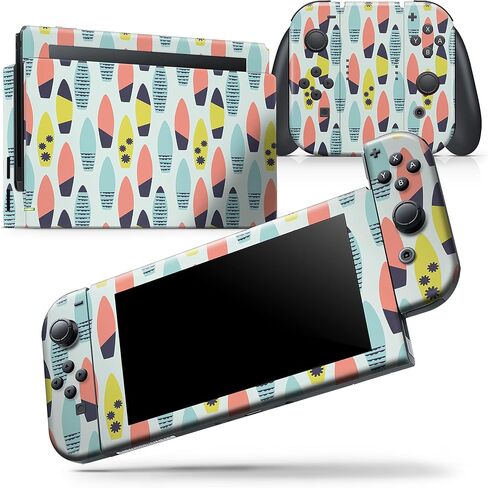 Design Skinz - Compatible with Nintendo Switch Joy-Con Only - Skin Decal Protective Scratch-Resistant Removable Vinyl Wrap Cover - Vibrant Colored Surfboard Pattern in Saudi Arabia