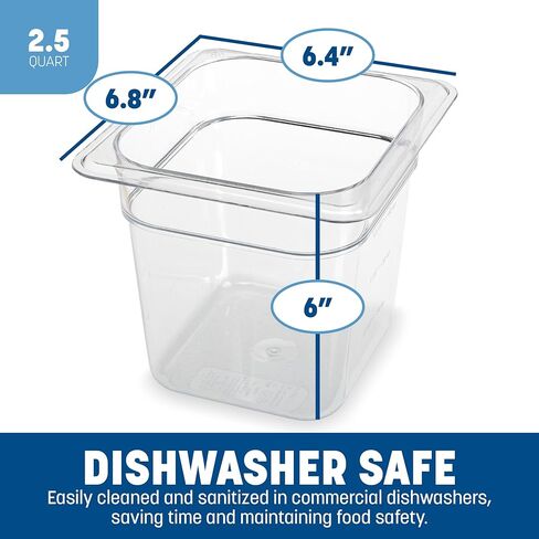 Carlisle FoodService Products Plastic Food Pan 1/6 Size 4 Inches Deep Clear in Kuwait