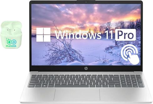 HP 15.6" Touchscreen Business & Student Laptop Computer, 32GB RAM 1TB SSD, 6-Cores Intel Core i3 Processor, Windows 11 Pro, Numeric Keypad, Wi-Fi 6, PLUSERA Earphones, Natural Silver in Saudi Arabia