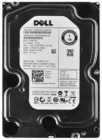 محرك الأقراص الصلبة Dell Wd 1 تيرابايت 7.2K RPM 3Gbp/s SATA 3.5 بوصة V8FCR WD1003FBYX (متجدد) in Saudi Arabia