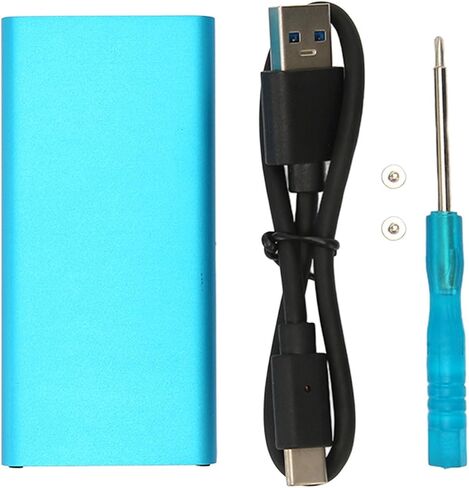 حاوية القرص الصلب الخارجي Vikye من النوع C إلى mSATA، ناقل حركة عالي السرعة، USB3.1 Gen2، يدعم محركات الأقراص الصلبة mSATA، التوصيل والتشغيل، وضع السبات، غطاء من سبائك الألومنيوم (أزرق) in Kuwait