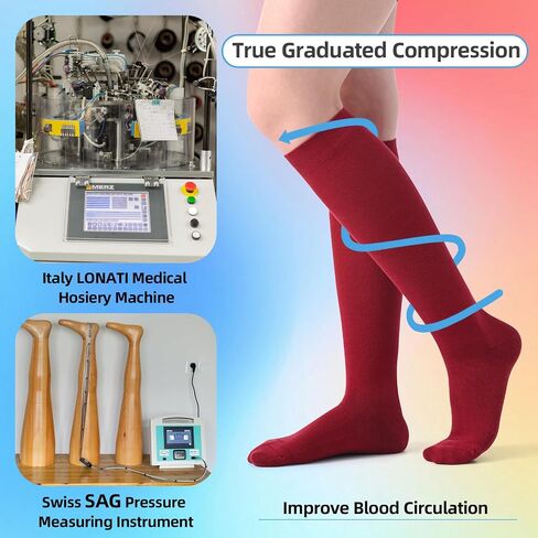 Soft Cotton Compression Socks for Women Men 20-30mmHg - Knee High Support for Circulation, Nurses, Pregnancy, Travel in Saudi Arabia