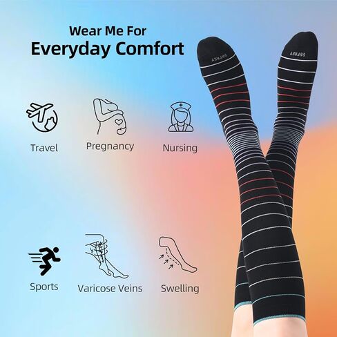 Soft Cotton Compression Socks for Women Men 20-30mmHg - Knee High Support for Circulation, Nurses, Pregnancy, Travel in Saudi Arabia
