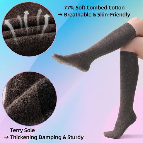 Soft Cotton Compression Socks for Women Men 20-30mmHg - Knee High Support for Circulation, Nurses, Pregnancy, Travel in Saudi Arabia