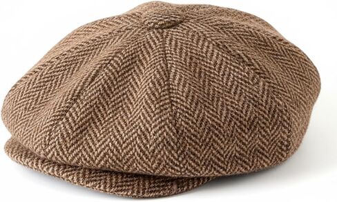 Men's Irish Donegal Tweed Gatsby Cap, Wool Flat Cap Traditional 8 Piece Herringbone in Saudi Arabia
