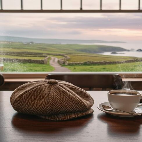 Men's Irish Donegal Tweed Gatsby Cap, Wool Flat Cap Traditional 8 Piece Herringbone in Saudi Arabia