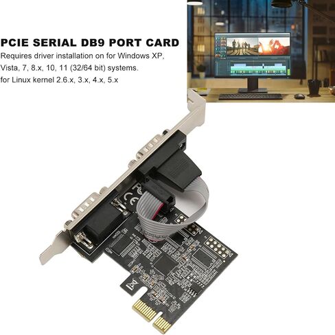 بطاقة توسيع Yosoo Health Gear بمنفذين PCIe Express، بطاقة محول تسلسلي RS232 DB9 بطاقة تحكم مضيف PCI Express للفوز بنظام Linux in Saudi Arabia