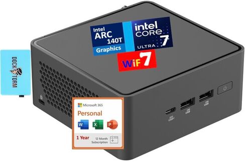 ASUS NUC 15 Pro AI Business Mini Desktop (Intel Ultra 7-255H، Intel Arc 140T، 8GB DDR5، 128GB PCIe SSD، Win 11 Pro) مع MS 365 Personal، DKZ USB Port Expander in Saudi Arabia