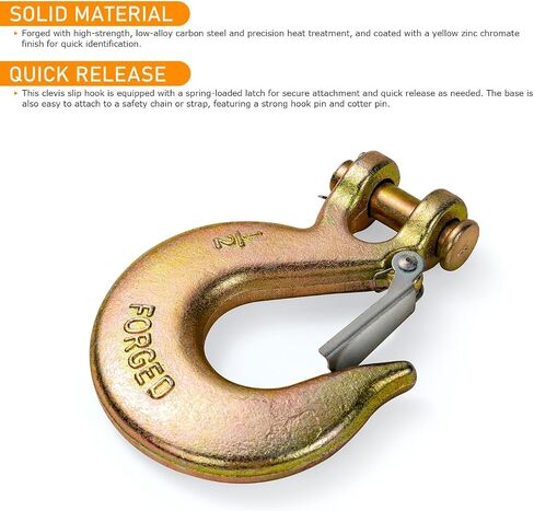 AYAYGD 4Pack 5/16 Inch Clevis Slip Hook with Safety Latch - Heavy Duty Grade 70 Steel for Trailer Chains with Hooks, Winch Hook, Tow Hook, and Chain Hook,14,000 Lbs. Capacity in Kuwait