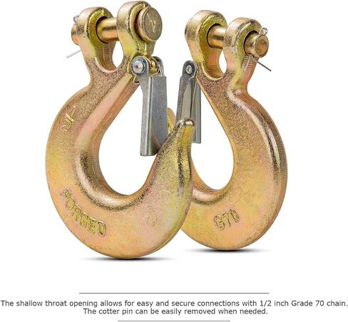AYAYGD 4Pack 5/16 Inch Clevis Slip Hook with Safety Latch - Heavy Duty Grade 70 Steel for Trailer Chains with Hooks, Winch Hook, Tow Hook, and Chain Hook,14,000 Lbs. Capacity in Kuwait